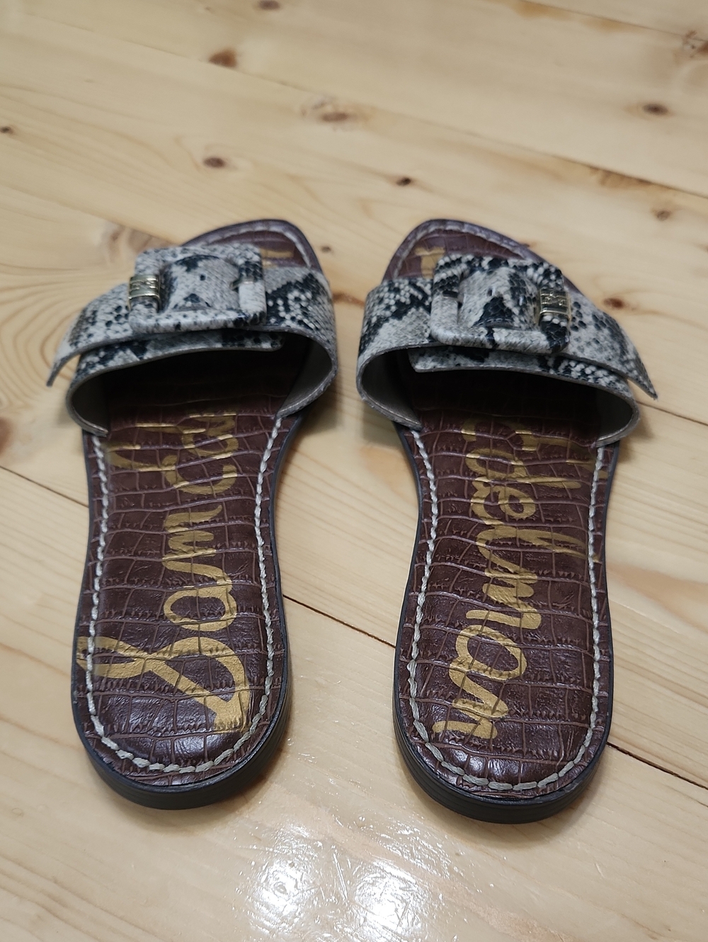Sam Edelman Granada Snake Print Buckle Slide Sandals Size 8 - Picture 9 of 14